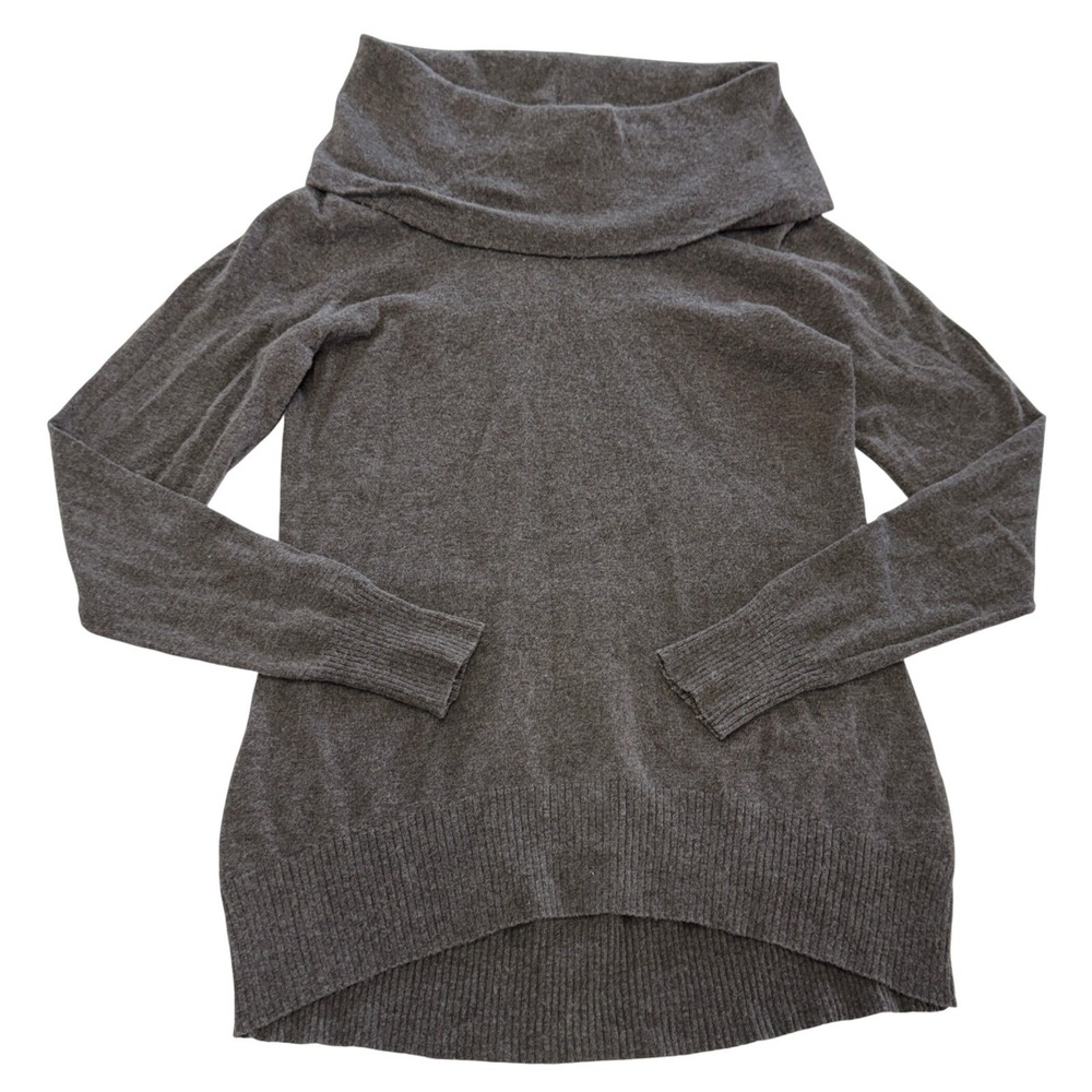 Athleta Sweater Women Small Brown Cowl Neck Cotton Wool Knit‎ Hi-Low